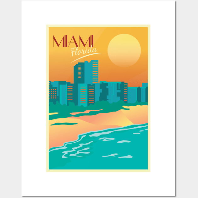 Miami, Florida - Vintage Travel Poster Wall Art by AtifSlm